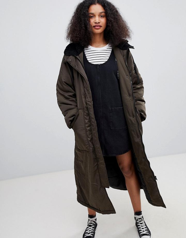 Monki Longline Parka - Green