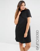 Asos Curve T-shirt Dress With High Neck - Black