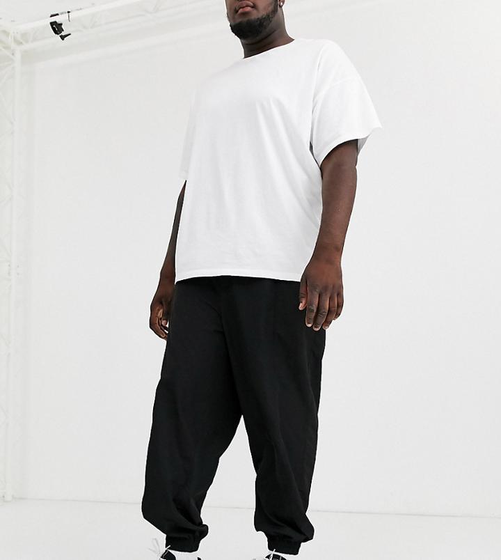 Asos White Plus Tapered Sweatpants In Black Nylon