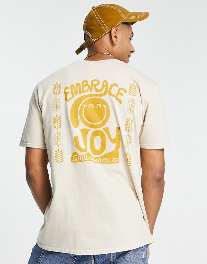 New Look Smiley Back Print T-shirt In White