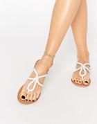 Asos Fallow Leather Plaited Flat Sandals - White
