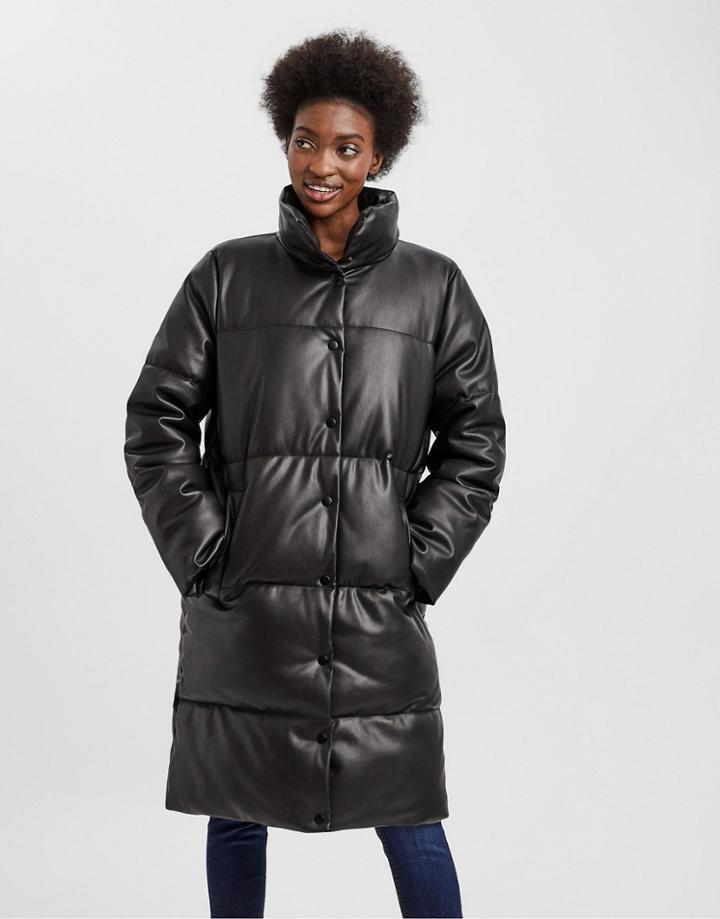 Vero Moda Coated Padded Coat In Black
