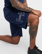 Under Armour Training Tech Graphic Logo Shorts In Gray-navy