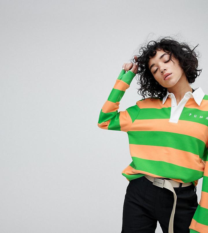 Puma Exclusive To Asos Striped Rugby Jersey In Orange - Orange