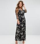 Little Mistress Petite All Over Floral Embroidered Maxi Dress - Multi