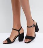 Asos Design Winter Wide Fit Heeled Sandals - Black