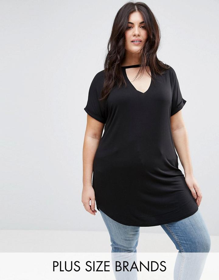 New Look Plus Choker T-shirt Dress - Black