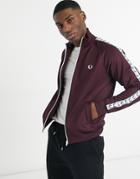 Fred Perry Taped Track Jacket In Burgundy