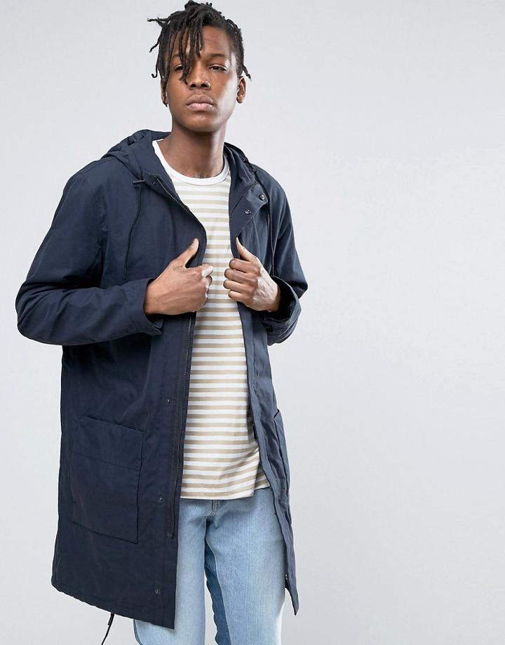 Selected Homme Multi Pocket Parka - Blue
