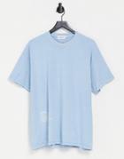 Topman Oversized Tee With Important Hem Print In Blue-blues
