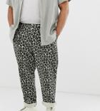 Asos Design Plus Fatigue Pants In Washed Animal Print-stone