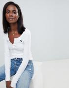 Abercrombie & Fitch Henley Long Sleeved T Shirt - White