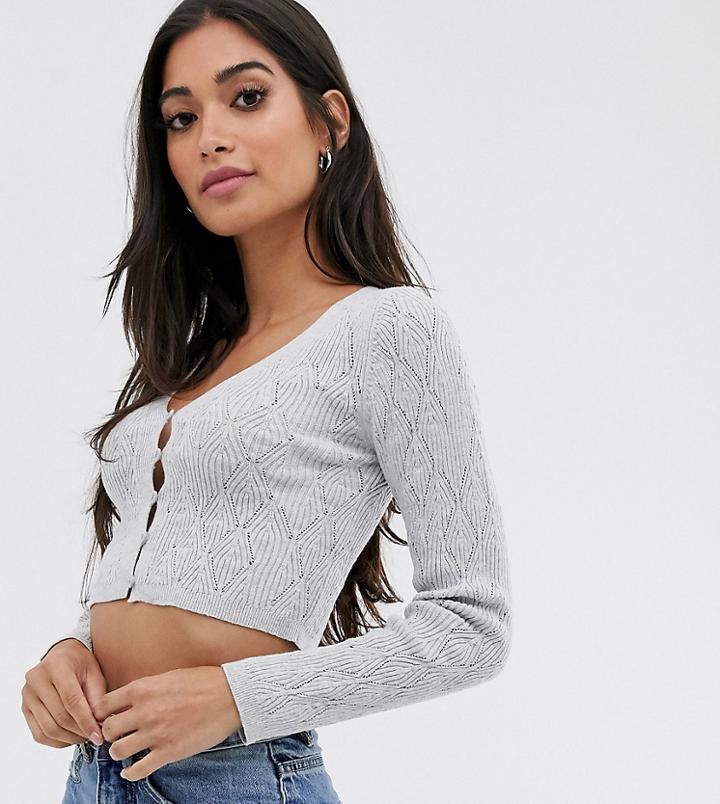Asos Design Petite Pointelle V Neck Cardigan