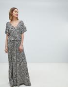 Lost Ink Maxi Dress With Belted Waist In Leopard - Multi