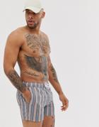 Asos Design Swim Shorts In Heritage Stripe Seersucker In Short Length-multi