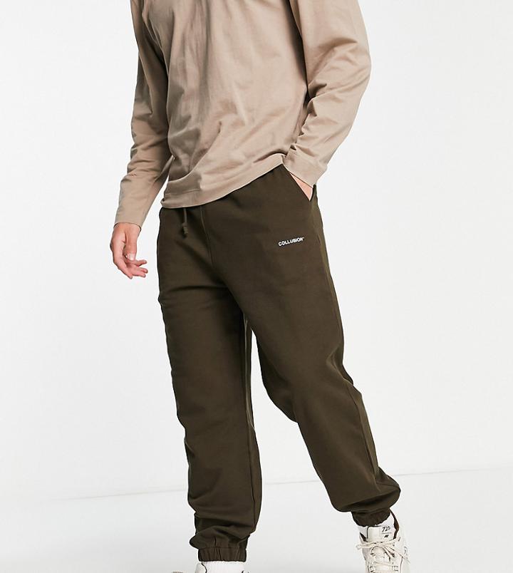 Collusion Logo Sweatpants In Dark Brown