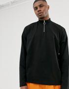 Asos Design Oversized Long Sleeve T-shirt Wtih Turtle Zip Neck In Black