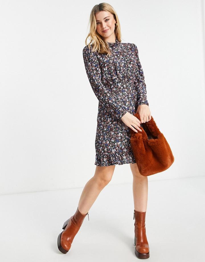 Nobody's Child Esme Floral Print Mini Dress In Black
