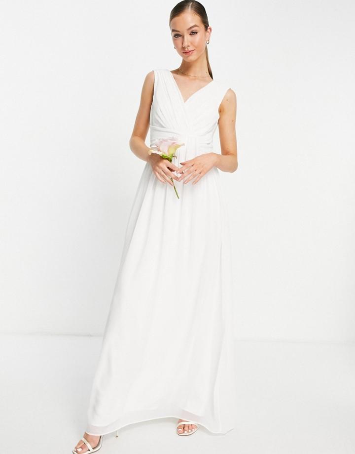Little Mistress Bridal V Neck Maxi Dress In White