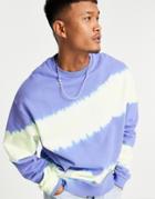 Asos Design Oversized Sweatshirt In Blue Stripe Tie Dye-multi