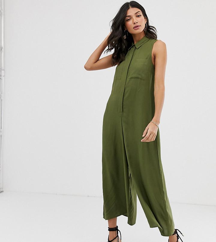 Asos Design Tall Casual Culotte Shirt Jumpsuit-multi