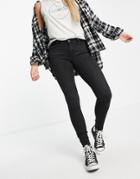 Topshop Acid Wash Ribbed Crop Legging Short In Charcoal - Part Of A Set-grey