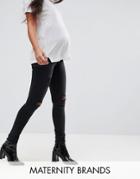 New Look Maternity Over Bump Ripped Jeans - Black