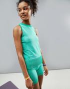 Asos 4505 Seamless Tank Top With Leopard Print Panels - Green