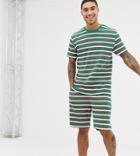 Asos Design Holidays Short Pyjama Set In Festive Stripes-multi