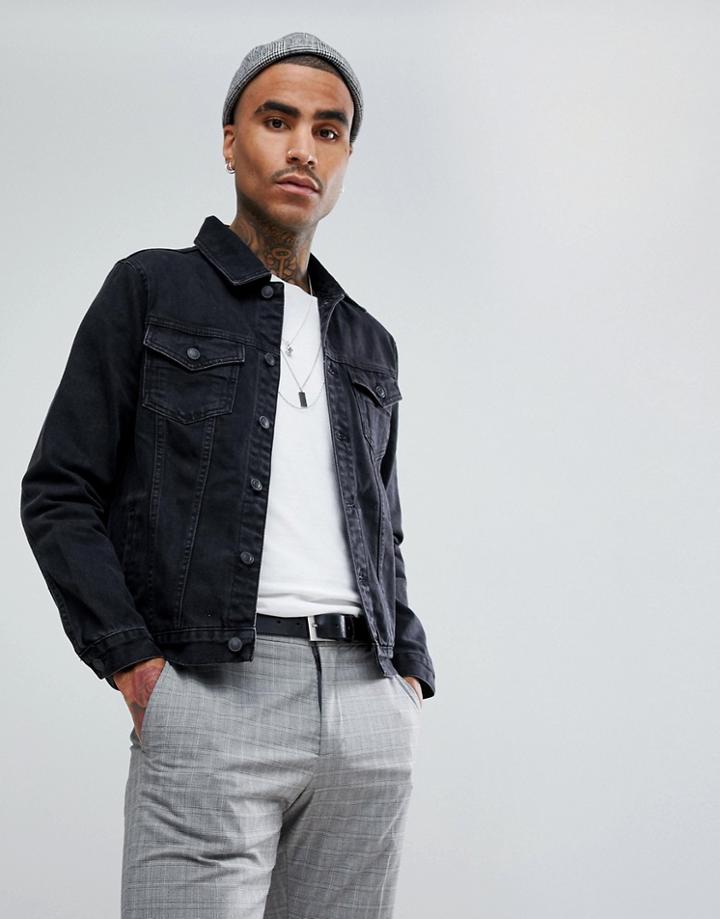 Mennace Denim Jacket In Black - Black