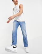 G-star 3301 Straight Tapered Jeans In Mid Wash-blues