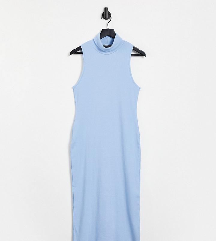 I Saw It First Plus High Neck Midi Body-conscious Dress In Blue-blues