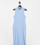 I Saw It First Plus High Neck Midi Body-conscious Dress In Blue-blues