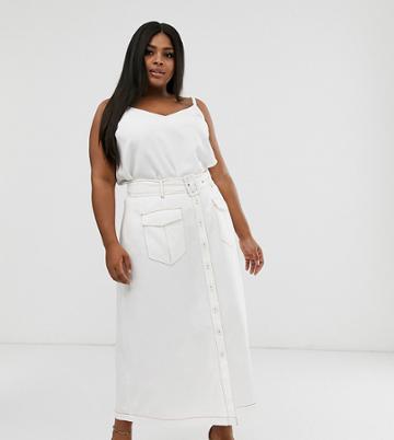 Neon Rose Plus Utility Maxi Skirt With Belted Waist - White