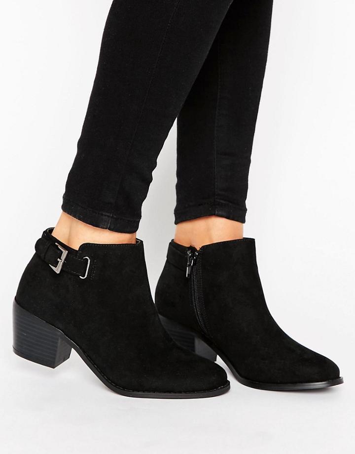 Head Over Heels Buckle Heel Boot - Black