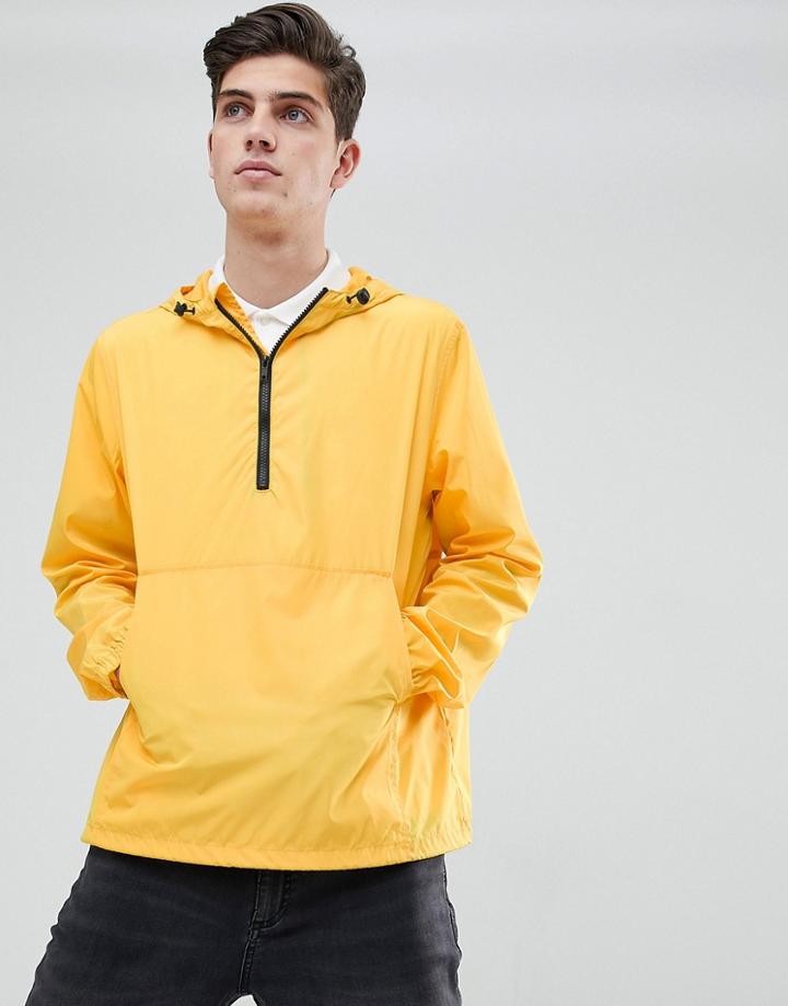 Asos Design Overhead Windbreaker In Yellow - Yellow