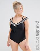Costa Del Sol Swimsuit With Animal Trim - Black
