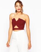 Asos 3d Flower Bandeau With Cut Out - Oxblood
