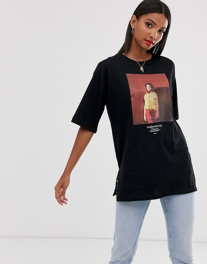 Mango Authenticity Graphic Tee In Black