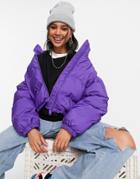 Weekday Promise Recycled Polyester Short Padded Jacket In Bright Purple