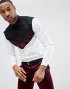 Asos Skinny Cut And Sew Shirt With Burgundy Panel - White