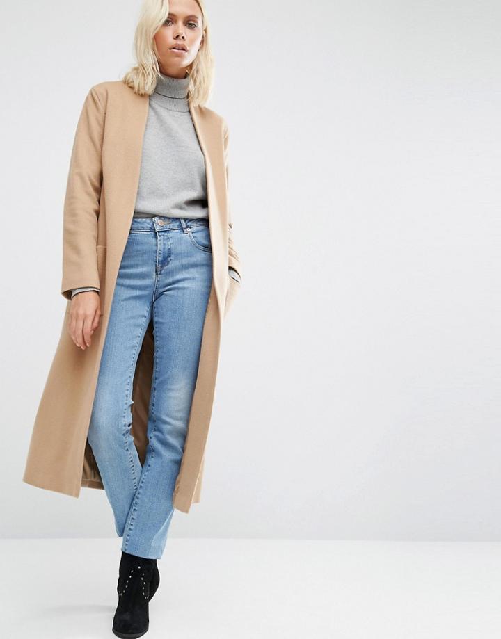 Helene Berman Drapey Longline Jacket In Camel - Beige