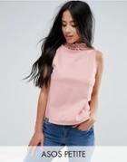Asos Petite Swing Top With Shirred Neck - Pink