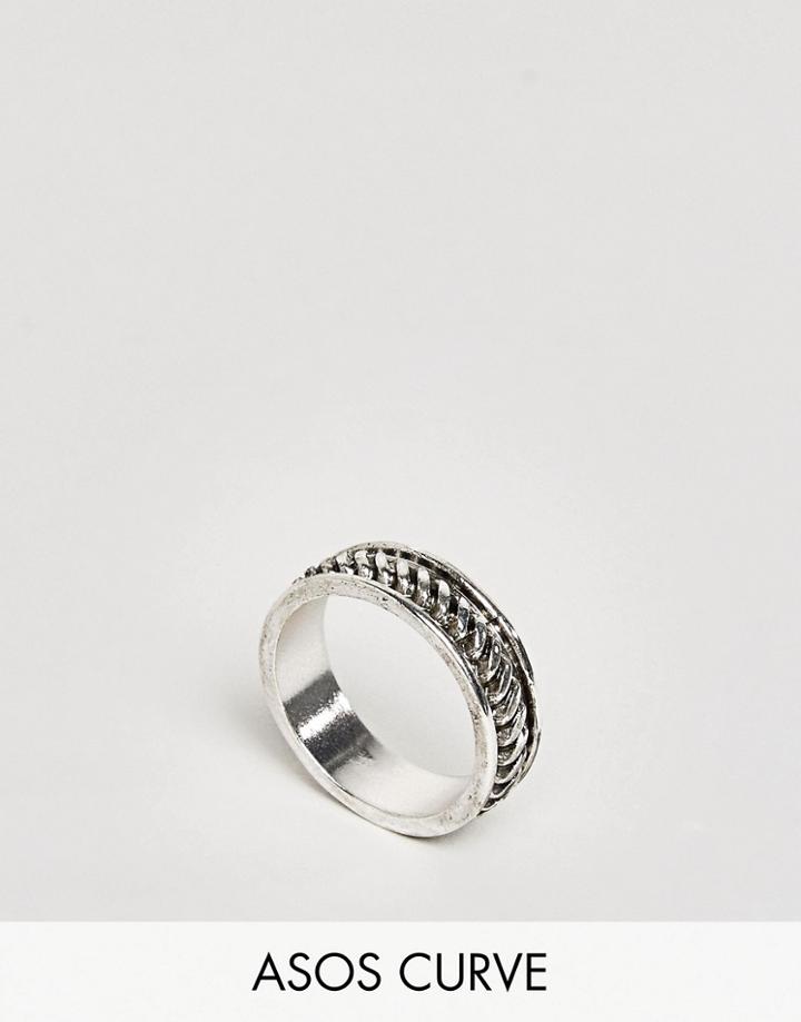 Asos Curve Exclusive Chunky Twist Pinky Ring - Silver