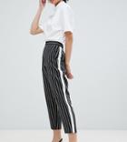 Asos Design Petite Stripe Tapered Pants With Contrast Side Panel - Multi