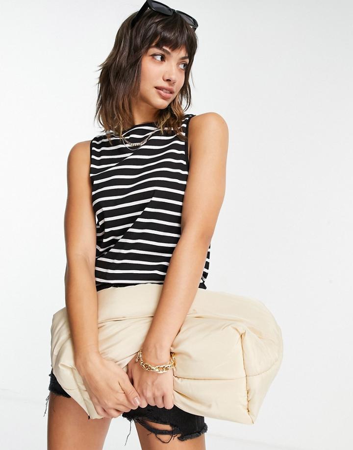 Asos Design Swing Tank In Monochrome Stripe-multi