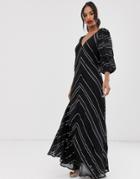 Asos Edition Sequin & Ribbon Trapeze Maxi Dress - Black