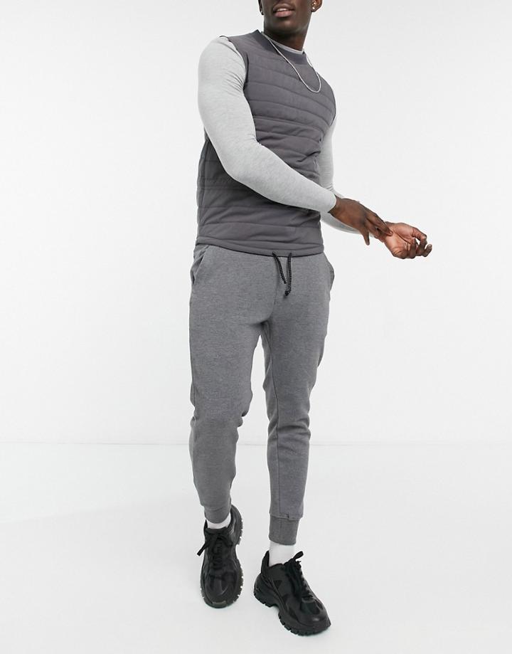 Pull & Bear Sweatpants With White Drawstring In Gray-grey