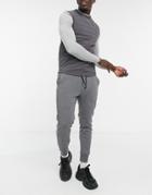 Pull & Bear Sweatpants With White Drawstring In Gray-grey
