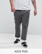 Asos Plus Skinny Chinos In Mid Gray - Gray